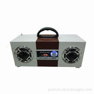 Wooden Speaker with LED Display, Remote Control and FM Function